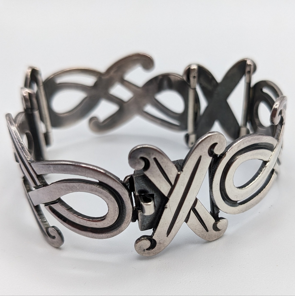 Vintage Jose Anton Plata 925 Mexican Silver Scroll Bracelet